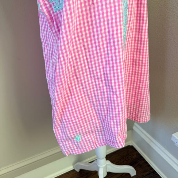 J. Marie Sleeveless Pink Gingham Embroidered Dress Tunic Lined Size Large - Picture 5 of 7